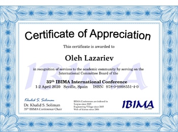 Участь кафедри української та іноземних мов у міжнародному проекті IBIMA Conference